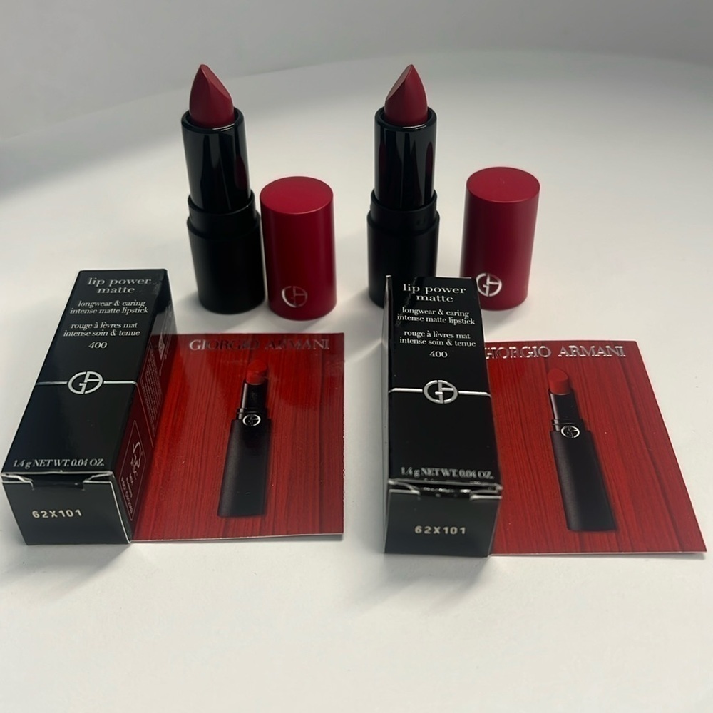Giorgio Armani Set of 2 Lip Power Matte 400 Long Wear Matte Lipstick Mini - New